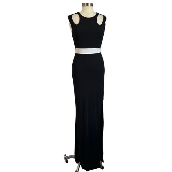 ABS Y2K Black Long Exposed Back Maxi Dress Size M - Picture 1 of 11